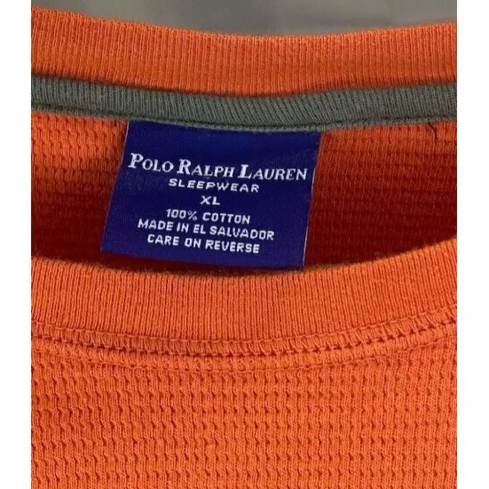 RALPH LAUREN POLO‎ Men's X-LARGE LONG Sleeve SLEEPWEAR Shirt ORANGE